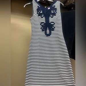 Navy Blue and White Lily Dress